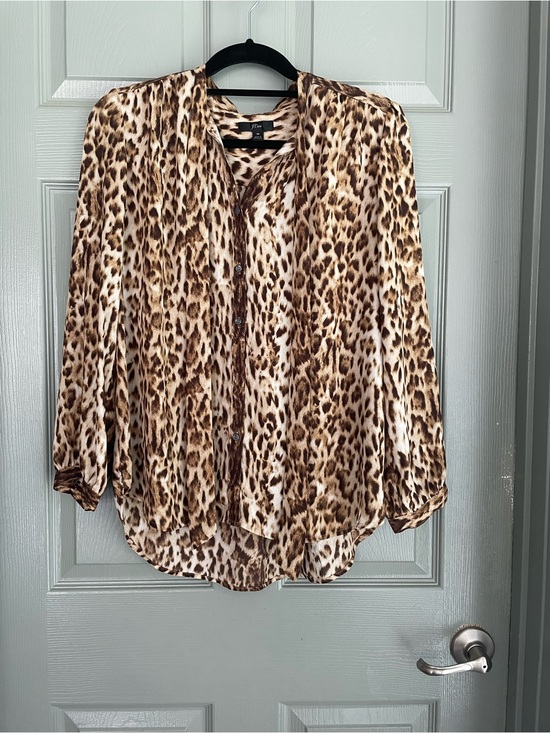 J. Crew Tops - J. Crew Leopard Print Button-Front Blouse - Brown/Cream